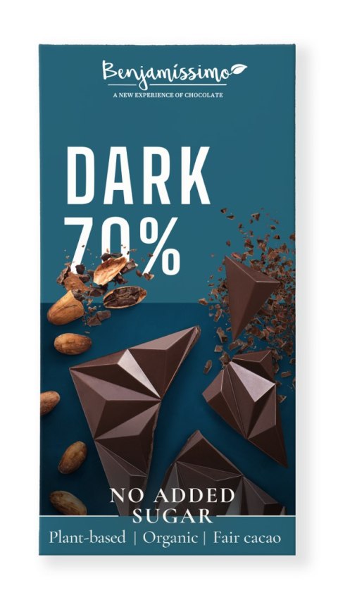 CZEKOLADA GORZKA 70 % BEZ DODATKU CUKRÓW BEZGLUTENOWA BIO 60 g - BENJAMISSIMO CZEKOLADA GORZKA 70 % BEZ DODATKU CUKRÓW BEZGLUTENOWA BIO 60 g - BENJAMISSIMO