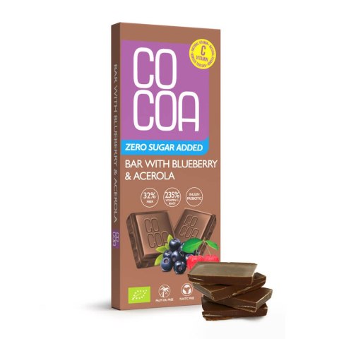 CZEKOLADA JAGODOWA Z WITAMINĄ C Z ACEROLI BEZ DODATKU CUKRÓW BIO 40 g - COCOA CZEKOLADA JAGODOWA Z WITAMINĄ C Z ACEROLI BEZ DODATKU CUKRÓW BIO 40 g - COCOA