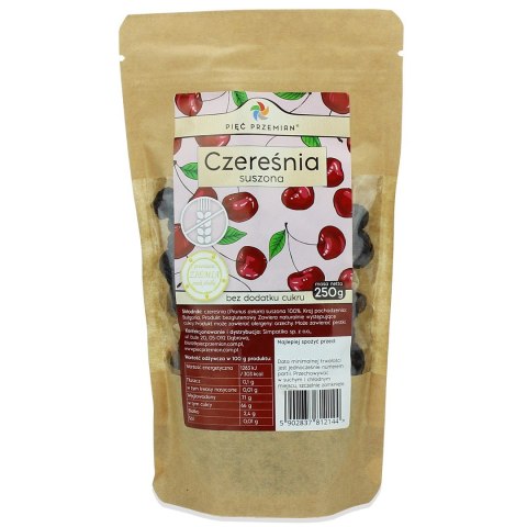 CZEREŚNIA SUSZONA BEZ DODATKU CUKRÓW BEZGLUTENOWA 250 g - PIĘĆ PRZEMIAN CZEREŚNIA SUSZONA BEZ DODATKU CUKRÓW BEZGLUTENOWA 250 g - PIĘĆ PRZEMIAN