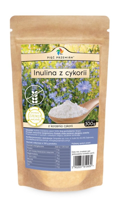 INULINA Z KORZENIA CYKORII BEZGLUTENOWA 300 g - PIĘĆ PRZEMIAN INULINA Z KORZENIA CYKORII BEZGLUTENOWA 300 g - PIĘĆ PRZEMIAN