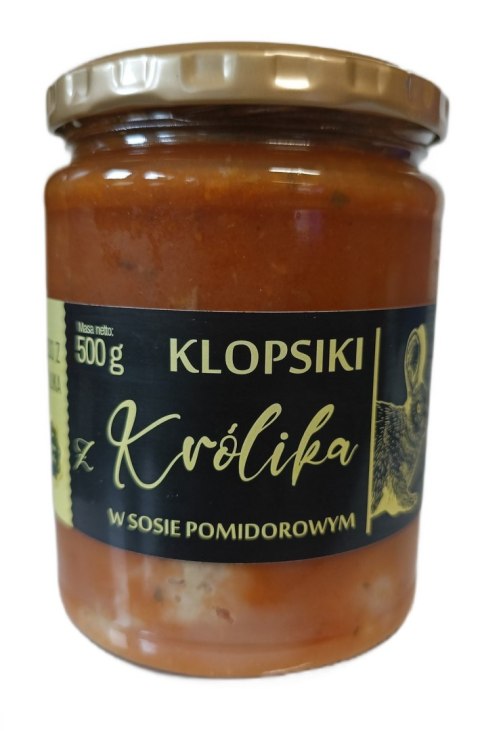 KLOPSIKI Z KRÓLIKA W SOSIE POMIDOROWYM 500 g - AMCIU KLOPSIKI Z KRÓLIKA W SOSIE POMIDOROWYM 500 g - AMCIU