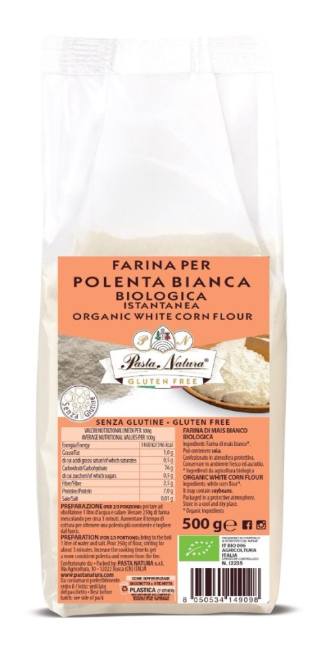 MĄKA Z BIAŁEJ KUKURYDZY DO POLENTY BEZGLUTENOWA BIO 500 g PASTA NATURA MĄKA Z BIAŁEJ KUKURYDZY DO POLENTY BEZGLUTENOWA BIO 500 g PASTA NATURA