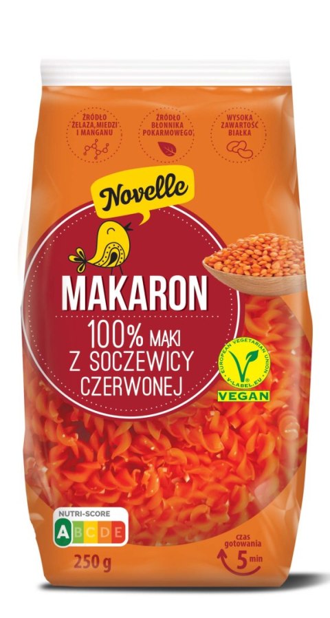 MAKARON PROTEINOWY (Z SOCZEWICY CZERWONEJ) ŚWIDERKI 250 g - NOVELLE MAKARON PROTEINOWY (Z SOCZEWICY CZERWONEJ) ŚWIDERKI 250 g - NOVELLE