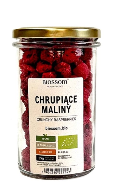 MALINY LIOFILIZOWANE CHRUPIĄCE BEZGLUTENOWE BIO 55 g - BIOSSOM MALINY LIOFILIZOWANE CHRUPIĄCE BEZGLUTENOWE BIO 55 g - BIOSSOM