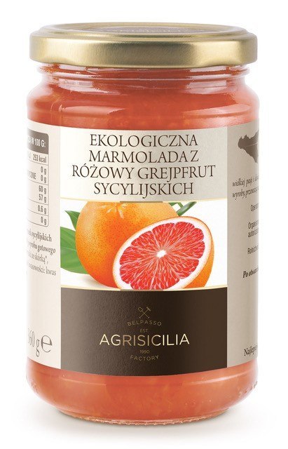 MARMOLADA Z RÓŻOWYCH GREJPFRUTÓW SYCYLIJSKICH BIO 360 g - AGRISICILIA MARMOLADA Z RÓŻOWYCH GREJPFRUTÓW SYCYLIJSKICH BIO 360 g - AGRISICILIA