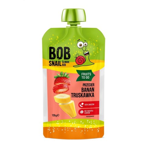 MUS FRUITS TO GO BANAN - TRUSKAWKA BEZ DODATKU CUKRÓW 120 g - BOB SNAIL MUS FRUITS TO GO BANAN - TRUSKAWKA BEZ DODATKU CUKRÓW 120 g - BOB SNAIL
