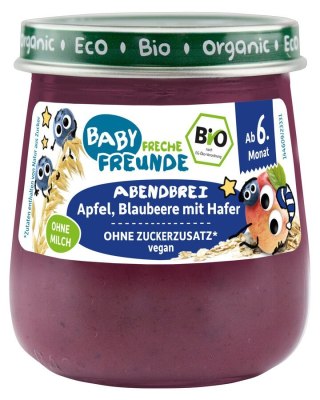 MUS JABŁKO - JAGODA - OWIES BEZ DODATKU CUKRÓW OD 6 MIESIĄCA BIO 120 g - FRECHE FREUNDE