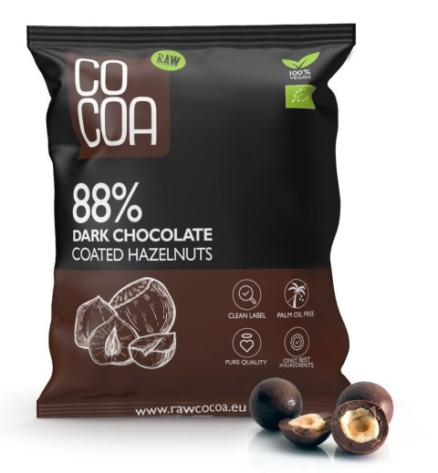 ORZECHY LASKOWE W CZEKOLADZIE CIEMNEJ 88 % BIO 70 g - COCOA ORZECHY LASKOWE W CZEKOLADZIE CIEMNEJ 88 % BIO 70 g - COCOA