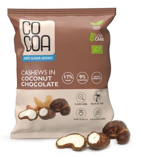 ORZECHY NERKOWCA W CZEKOLADZIE KOKOSOWEJ BEZ DODATKU CUKRÓW BIO 70 g - COCOA ORZECHY NERKOWCA W CZEKOLADZIE KOKOSOWEJ BEZ DODATKU CUKRÓW BIO 70 g - COCOA