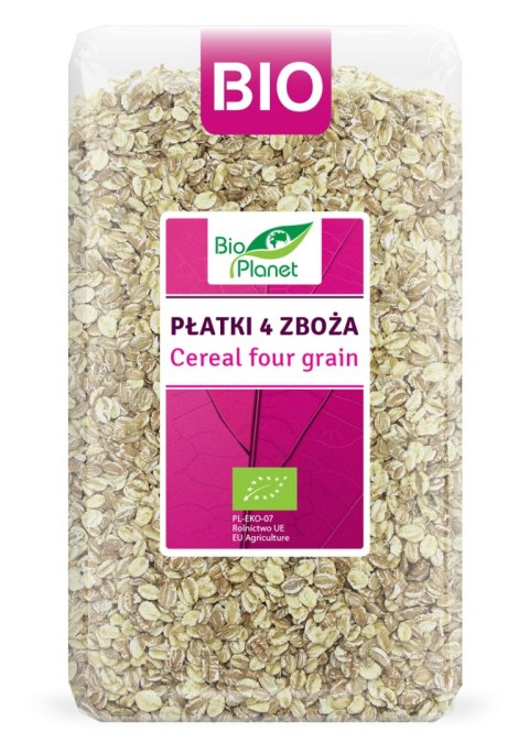 PŁATKI 4 ZBOŻA (ORKISZ, OWIES, JĘCZMIEŃ, ŻYTO) BIO 600 g - BIO PLANET PŁATKI 4 ZBOŻA (ORKISZ, OWIES, JĘCZMIEŃ, ŻYTO) BIO 600 g - BIO PLANET