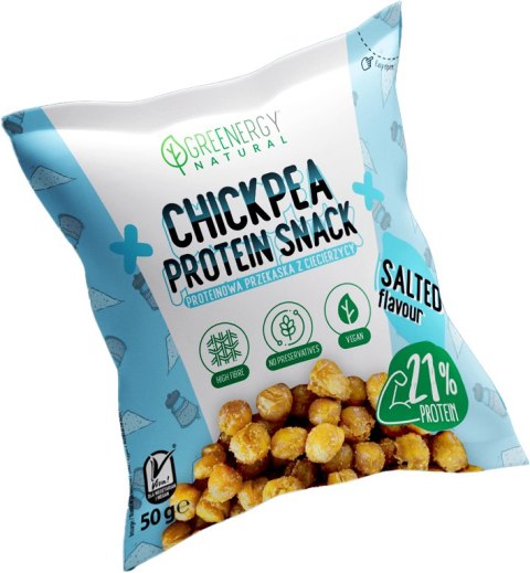 PRZEKĄSKA PROTEINOWA Z CIECIERZYCY SOLONA 50 g - GREENERGY PRZEKĄSKA PROTEINOWA Z CIECIERZYCY SOLONA 50 g - GREENERGY