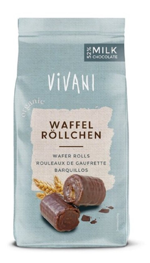 RURKI WAFLOWE W MLECZNEJ CZEKOLADZIE BIO 125 g - VIVANI RURKI WAFLOWE W MLECZNEJ CZEKOLADZIE BIO 125 g - VIVANI
