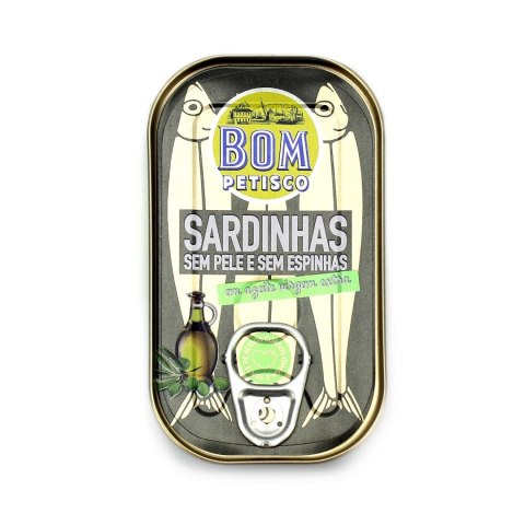 SARDYNKI PREMIUM BEZ SKÓRY I OŚCI W OLIWIE Z OLIWEK EXTRA VIRGIN 120 g (84 g) - BOM PETISCO SARDYNKI PREMIUM BEZ SKÓRY I OŚCI W OLIWIE Z OLIWEK EXTRA VIRGIN 120 g (84 g) - BOM PETISCO