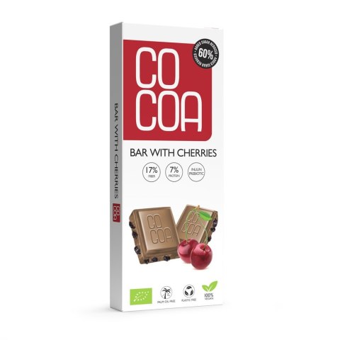 TABLICZKA Z WIŚNIAMI 60 % MNIEJ CUKRU BIO 40 g - COCOA TABLICZKA Z WIŚNIAMI 60 % MNIEJ CUKRU BIO 40 g - COCOA