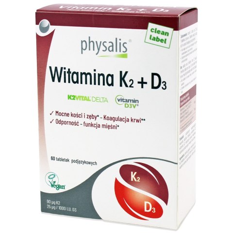WITAMINA K2 + D3 60 TABLETEK PODJĘZYKOWYCH - PHYSALIS WITAMINA K2 + D3 60 TABLETEK PODJĘZYKOWYCH - PHYSALIS
