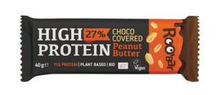 BATON PROTEINOWY Z ORZESZKAMI ZIEMNYMI W POLEWIE CZEKOLADOWEJ BEZGLUTENOWY BIO 40 g - ROOBAR