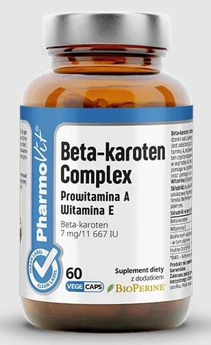BETA-KAROTEN COMPLEX BEZGLUTENOWY 60 KAPSUŁEK - PHARMOVIT (CLEAN LABEL) BETA-KAROTEN COMPLEX BEZGLUTENOWY 60 KAPSUŁEK - PHARMOVIT (CLEAN LABEL)