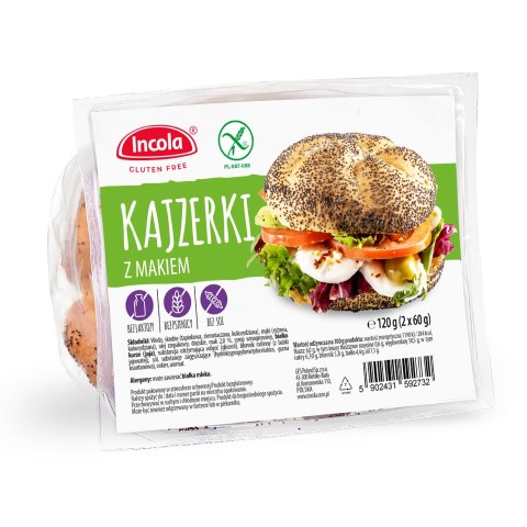 BUŁKA KAJZERKA Z MAKIEM BEZGLUTENOWA (2 szt.) 120 g - INCOLA BUŁKA KAJZERKA Z MAKIEM BEZGLUTENOWA (2 szt.) 120 g - INCOLA