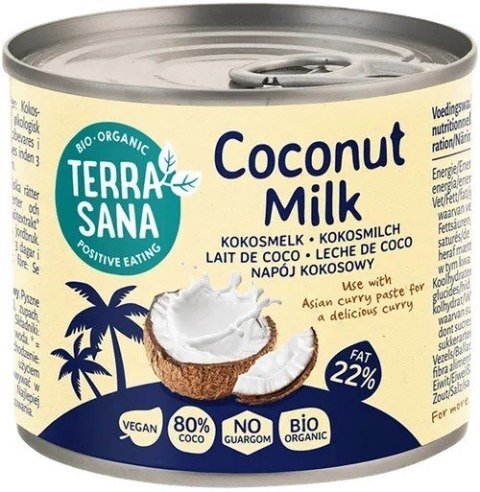 COCONUT MILK - NAPÓJ KOKOSOWY BEZ GUMY GUAR (22 % TŁUSZCZU) BIO 200 ml - TERRASANA COCONUT MILK - NAPÓJ KOKOSOWY BEZ GUMY GUAR (22 % TŁUSZCZU) BIO 200 ml - TERRASANA