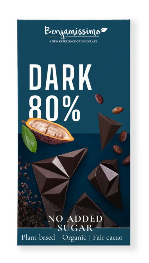 CZEKOLADA GORZKA 80 % BEZ DODATKU CUKRÓW BEZGLUTENOWA BIO 60 g - BENJAMISSIMO CZEKOLADA GORZKA 80 % BEZ DODATKU CUKRÓW BEZGLUTENOWA BIO 60 g - BENJAMISSIMO