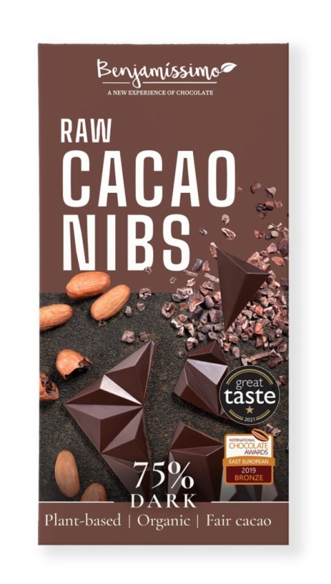 CZEKOLADA GORZKA Z ZIARNAMI KAKAOWCA BEZGLUTENOWA BIO 60 g - BENJAMISSIMO CZEKOLADA GORZKA Z ZIARNAMI KAKAOWCA BEZGLUTENOWA BIO 60 g - BENJAMISSIMO