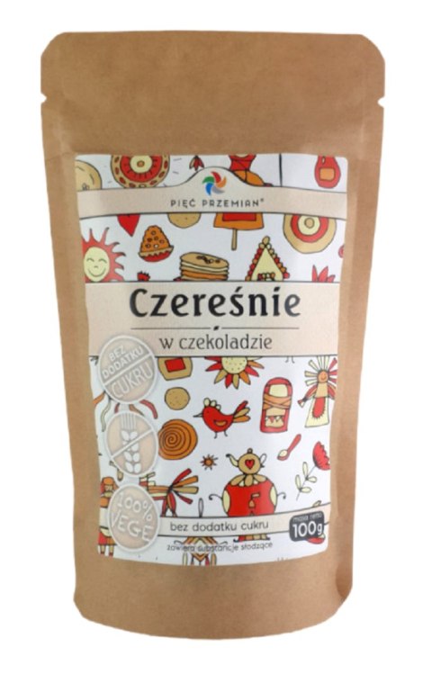 CZEREŚNIE W CZEKOLADZIE BEZ DODATKU CUKRÓW BEZGLUTENOWE 100 g - PIĘĆ PRZEMIAN CZEREŚNIE W CZEKOLADZIE BEZ DODATKU CUKRÓW BEZGLUTENOWE 100 g - PIĘĆ PRZEMIAN