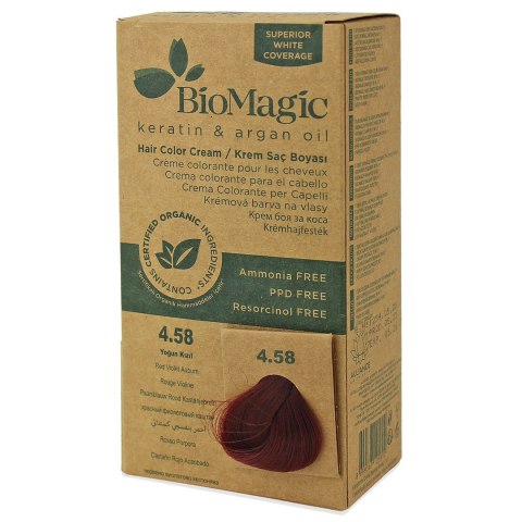 FARBA DO WŁOSÓW CZERWONY KASZTAN (4.58) 250 g - BIOMAGIC FARBA DO WŁOSÓW CZERWONY KASZTAN (4.58) 250 g - BIOMAGIC