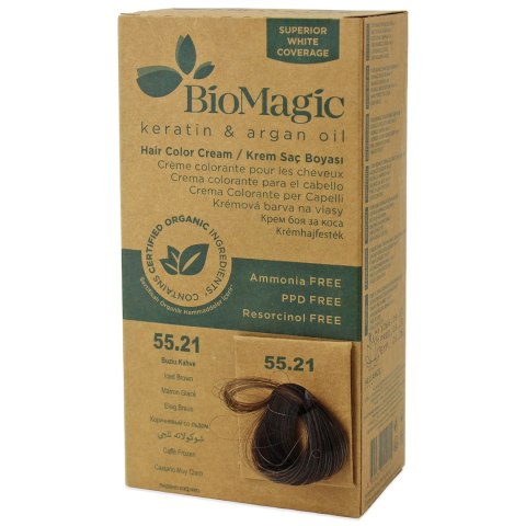 FARBA DO WŁOSÓW MROŹNY BRĄZ (55.21) 250 g - BIOMAGIC FARBA DO WŁOSÓW MROŹNY BRĄZ (55.21) 250 g - BIOMAGIC