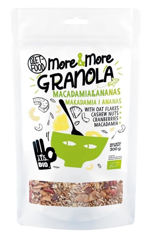 GRANOLA Z ORZECHAMI MAKADAMIA I ANANASEM BIO 300 g - DIET-FOOD (MORE & MORE) GRANOLA Z ORZECHAMI MAKADAMIA I ANANASEM BIO 300 g - DIET-FOOD (MORE & MORE)