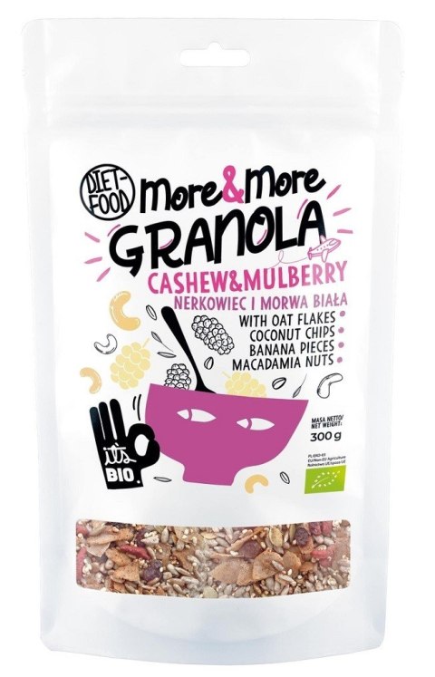 GRANOLA Z ORZECHAMI NERKOWCA I MORWĄ BIAŁĄ BIO 300 g - DIET-FOOD (MORE & MORE) GRANOLA Z ORZECHAMI NERKOWCA I MORWĄ BIAŁĄ BIO 300 g - DIET-FOOD (MORE & MORE)