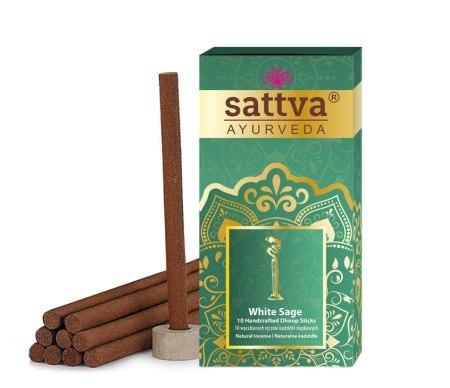 KADZIDEŁKA INDYJSKIE SŁUPKOWE BIAŁA SZAŁWIA (10 szt.) 20 g - SATTVA (AYURVEDA) KADZIDEŁKA INDYJSKIE SŁUPKOWE BIAŁA SZAŁWIA (10 szt.) 20 g - SATTVA (AYURVEDA)
