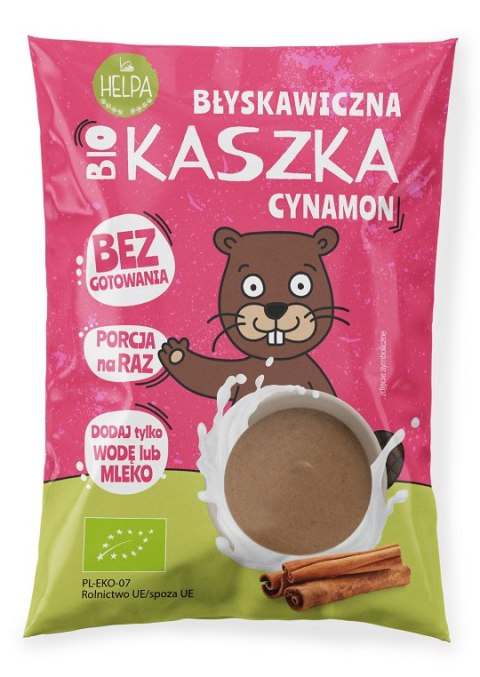 KASZKA BŁYSKAWICZNA Z CYNAMONEM BEZ DODATKU CUKRÓW BIO 35 g - HELPA KASZKA BŁYSKAWICZNA Z CYNAMONEM BEZ DODATKU CUKRÓW BIO 35 g - HELPA