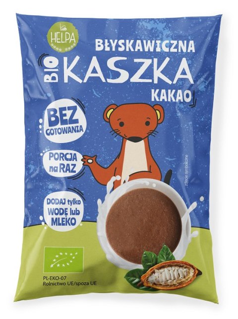 KASZKA BŁYSKAWICZNA Z KAKAO BEZ DODATKU CUKRÓW BIO 35 g - HELPA KASZKA BŁYSKAWICZNA Z KAKAO BEZ DODATKU CUKRÓW BIO 35 g - HELPA