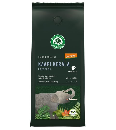KAWA ZIARNISTA ARABICA/ROBUSTA KAAPI KERALA ESPRESSO DEMETER BIO 250 g - LEBENSBAUM KAWA ZIARNISTA ARABICA/ROBUSTA KAAPI KERALA ESPRESSO DEMETER BIO 250 g - LEBENSBAUM