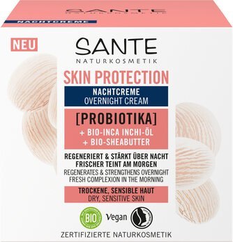 KREM DO TWARZY NA NOC OCHRONNY Z PROBIOTYKAMI, OLEJEM INCHI I MASŁEM SHEA ECO 50 ml - SANTE KREM DO TWARZY NA NOC OCHRONNY Z PROBIOTYKAMI, OLEJEM INCHI I MASŁEM SHEA ECO 50 ml - SANTE