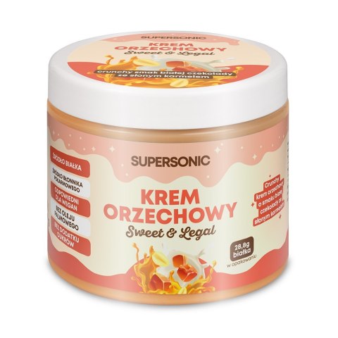 KREM ORZECHOWY O SMAKU BIAŁEJ CZEKOLADY ZE SŁONYM KARMELEM I KAWAŁKAMI ORZECHÓW BEZ DODATKU CUKRÓW 160 g - SUPERSONIC KREM ORZECHOWY O SMAKU BIAŁEJ CZEKOLADY ZE SŁONYM KARMELEM I KAWAŁKAMI ORZECHÓW BEZ DODATKU CUKRÓW 160 g - SUPERSONIC