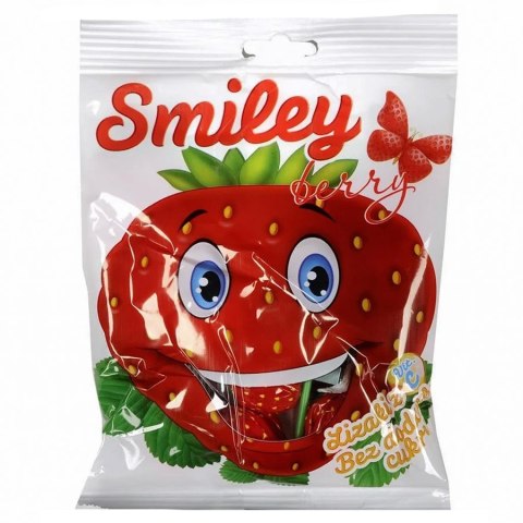 Lizaki truskawkowe musujące bez dodatku cukru, z Vit C.Smiley Berry, 8 szt x 13g Lizaki truskawkowe musujące bez dodatku cukru, z Vit C.Smiley Berry, 8 szt x 13g