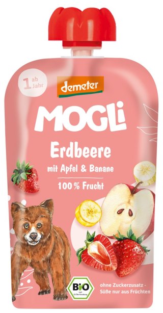 MUS JABŁKO - BANAN - TRUSKAWKA BEZ DODATKU CUKRÓW OD 1 ROKU DEMETER BIO 100 g - MOGLI