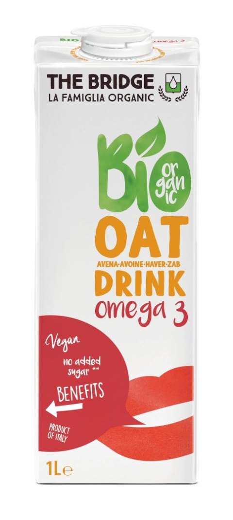 NAPÓJ OWSIANY OMEGA-3 BEZ DODATKU CUKRÓW BEZGLUTENOWY BIO 1 L - THE BRIDGE NAPÓJ OWSIANY OMEGA-3 BEZ DODATKU CUKRÓW BEZGLUTENOWY BIO 1 L - THE BRIDGE