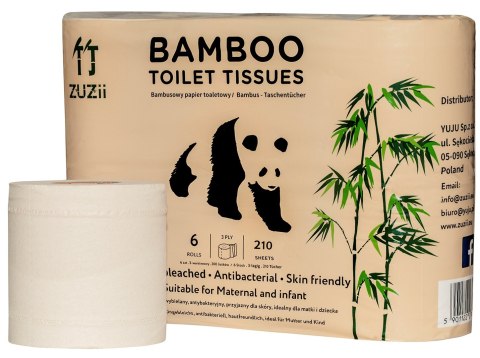 PAPIER TOALETOWY BAMBUSOWY 6 ROLEK - ZUZII PAPIER TOALETOWY BAMBUSOWY 6 ROLEK - ZUZII