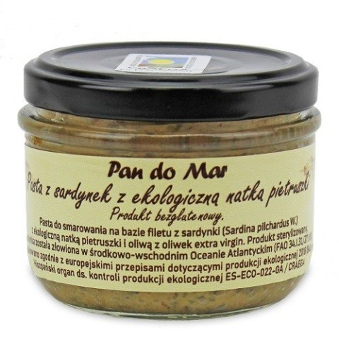 PASTA Z SARDYNEK Z BIO NATKĄ PIETRUSZKI BEZGLUTENOWA 125 g (SŁOIK) - PAN DO MAR PASTA Z SARDYNEK Z BIO NATKĄ PIETRUSZKI BEZGLUTENOWA 125 g (SŁOIK) - PAN DO MAR