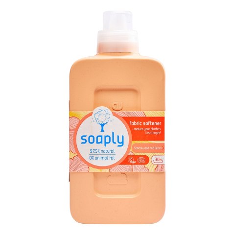 PŁYN DO ZMIĘKCZANIA TKANIN DRZEWO SANDAŁOWE - BRZOSKWINIA ECO 750 ml (30 PRAŃ) - SOAPLY PŁYN DO ZMIĘKCZANIA TKANIN DRZEWO SANDAŁOWE - BRZOSKWINIA ECO 750 ml (30 PRAŃ) - SOAPLY