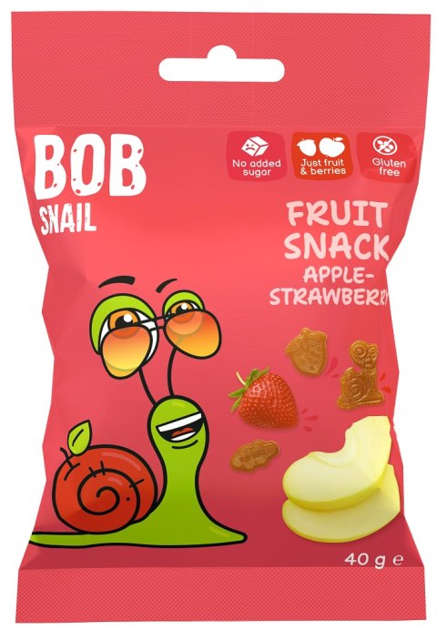 PRZEKĄSKA ROLL JABŁKO - TRUSKAWKA BEZ DODATKU CUKRÓW BEZGLUTENOWA 40 g - BOB SNAIL PRZEKĄSKA ROLL JABŁKO - TRUSKAWKA BEZ DODATKU CUKRÓW BEZGLUTENOWA 40 g - BOB SNAIL