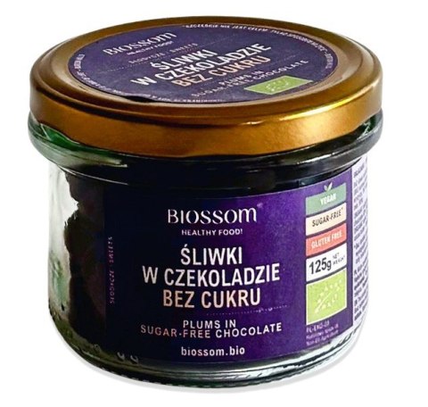 ŚLIWKI KALIFORNIJSKIE W CZEKOLADZIE BEZ DODATKU CUKRÓW BEZGLUTENOWE BIO 125 g - BIOSSOM ŚLIWKI KALIFORNIJSKIE W CZEKOLADZIE BEZ DODATKU CUKRÓW BEZGLUTENOWE BIO 125 g - BIOSSOM