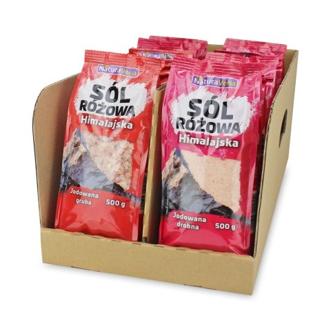 SÓL HIMALAJSKA RÓŻOWA JODOWANA OPAKOWANIE MIX (9+5) 14x500 g - NATURAVENA SÓL HIMALAJSKA RÓŻOWA JODOWANA OPAKOWANIE MIX (9+5) 14x500 g - NATURAVENA