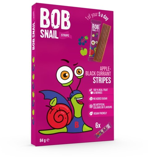 Bob Snail paski owocowe jabłko-czarna porzeczka 84g Bob Snail paski owocowe jabłko-czarna porzeczka 84g