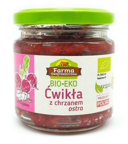 ĆWIKŁA Z CHRZANEM OSTRA BEZGLUTENOWA BIO 160 g - FARMA ŚWIĘTOKRZYSKA ĆWIKŁA Z CHRZANEM OSTRA BEZGLUTENOWA BIO 160 g - FARMA ŚWIĘTOKRZYSKA