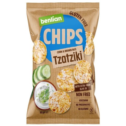 Chipsy kukurydziano-ryżowe - tzatziki Benlian, 50g Chipsy kukurydziano-ryżowe - tzatziki Benlian, 50g