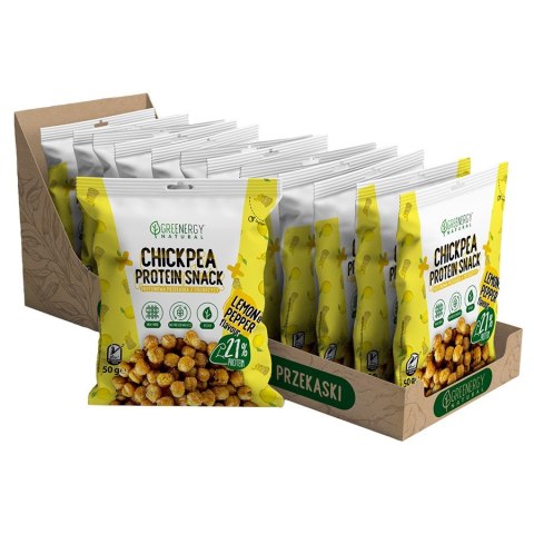 Chipsy proteinowe z ciecierzycy - smak cytryna&pieprz Greenergy, 50g Chipsy proteinowe z ciecierzycy - smak cytryna&pieprz Greenergy, 50g
