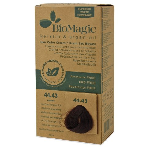 FARBA DO WŁOSÓW GŁĘBOKI ZŁOTO - MAHONIOWY BRĄZ (44.43) 250 g - BIOMAGIC FARBA DO WŁOSÓW GŁĘBOKI ZŁOTO - MAHONIOWY BRĄZ (44.43) 250 g - BIOMAGIC